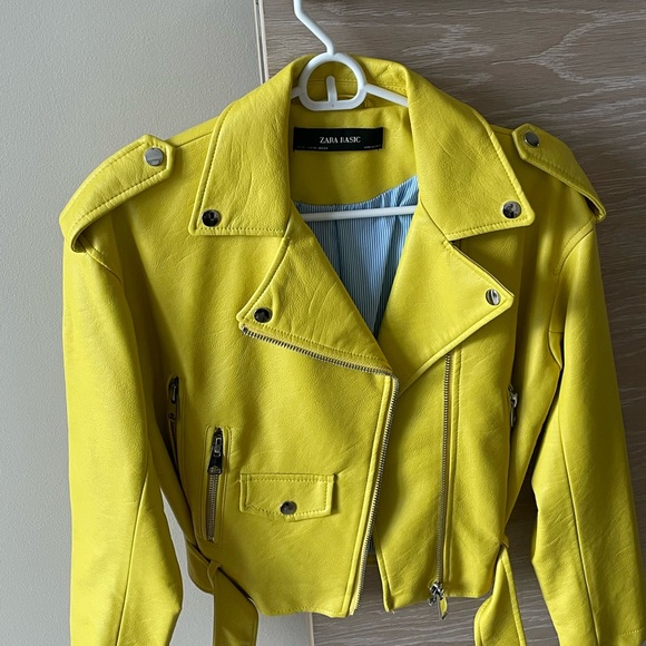 Zara Vibrant Yellow Leather Jacket - Picture 1 of 5
